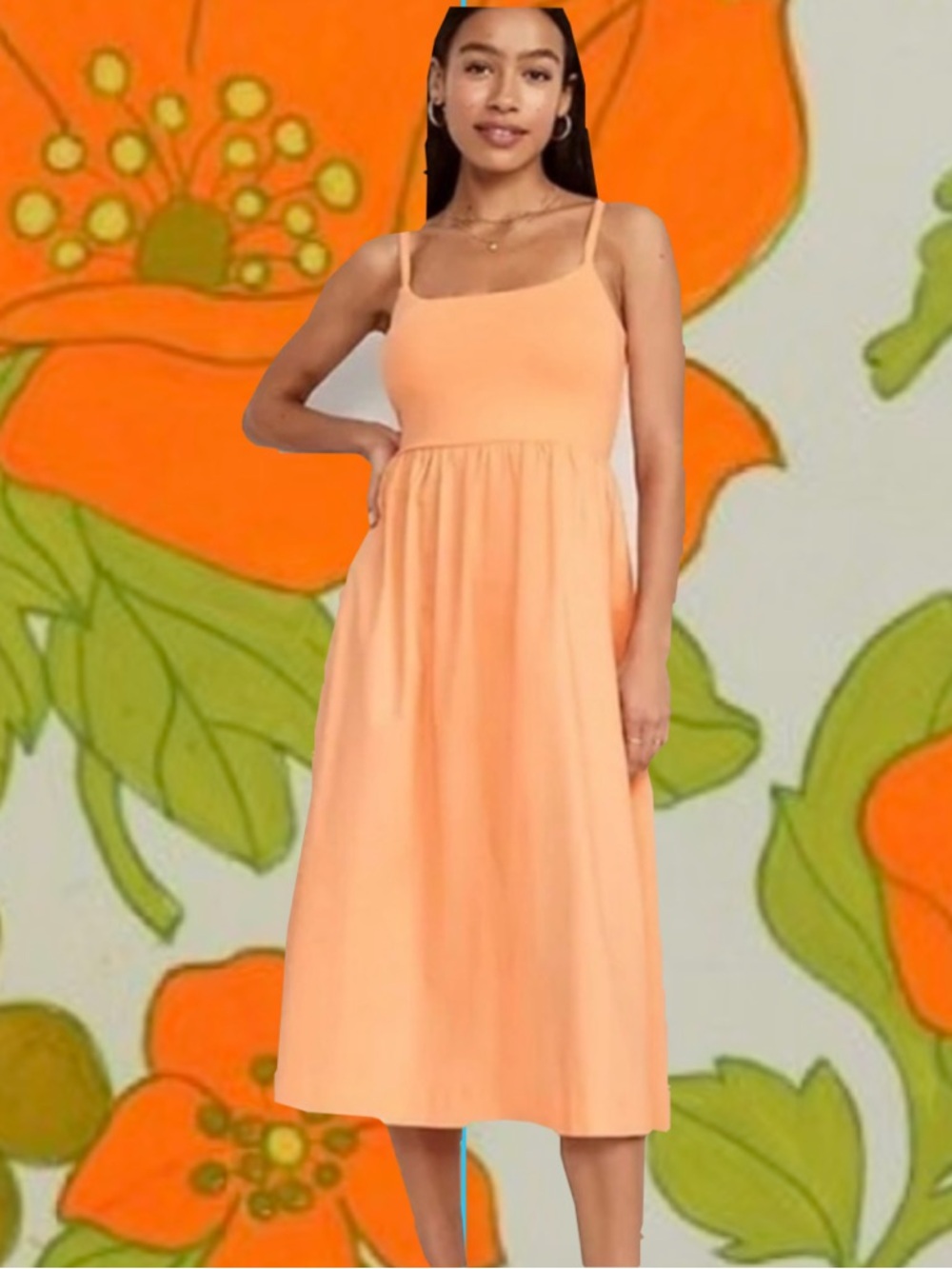 Old navy orange cami top Tall midi dress